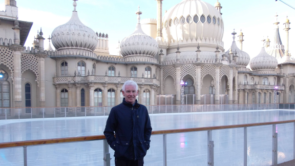 Paul stood in front of an ice rink