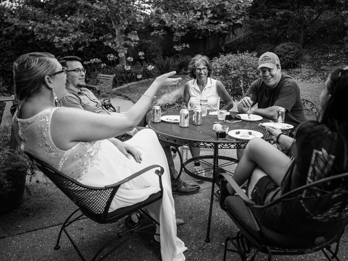 Woman in garden with friends