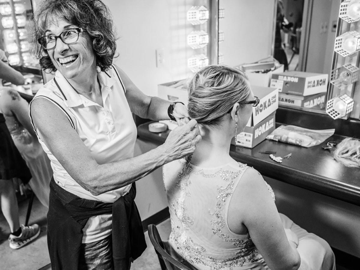 Woman getting hair done