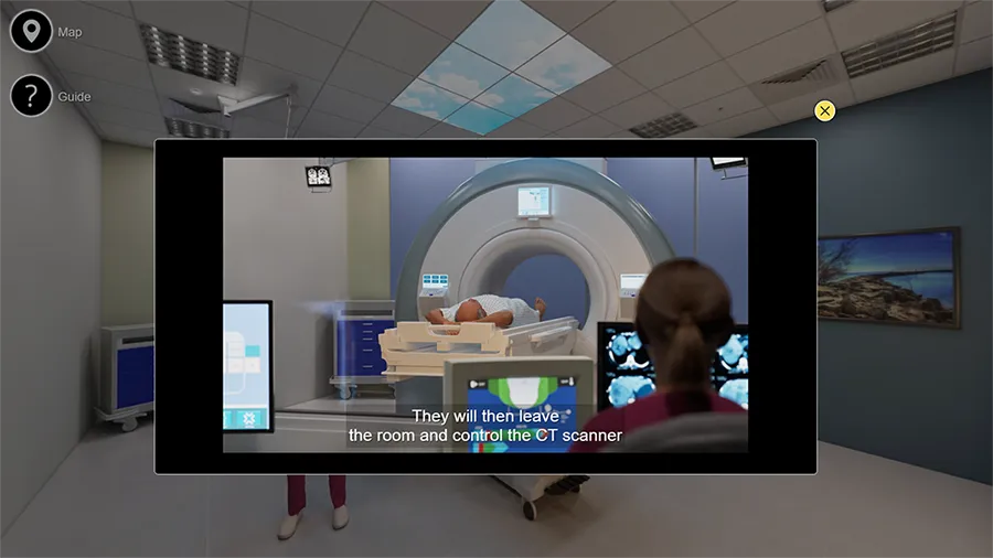 Image of a CT scan within a hospital setting