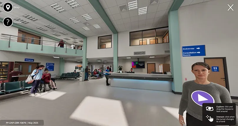 Reception area of a hospital