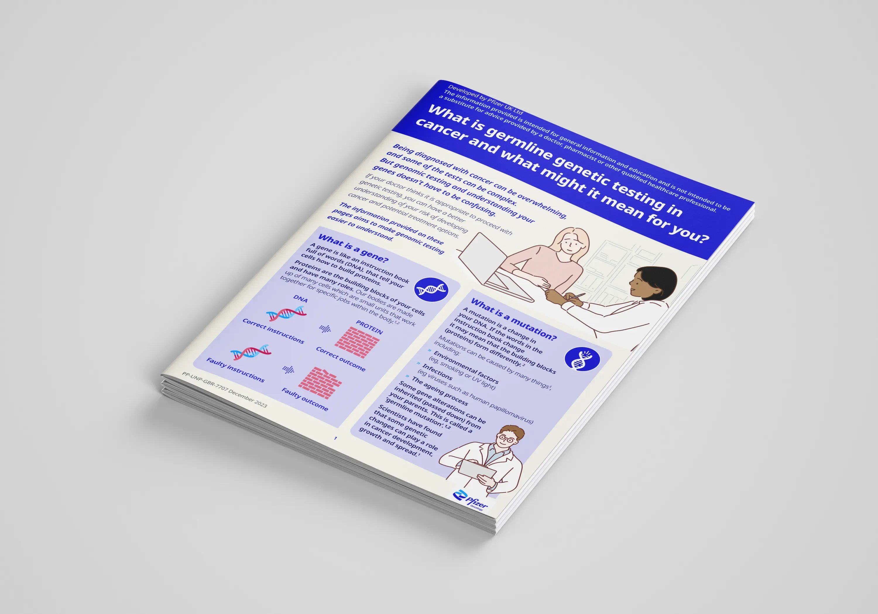 A leaflet explaining genetic testing. 