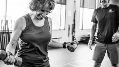 Woman holding weights