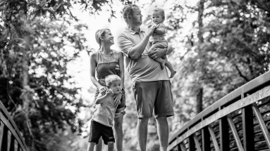 Family of 4 in B & W