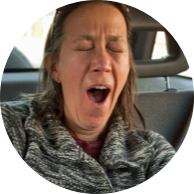 Tired woman yawning