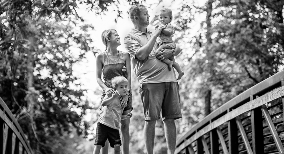 Family of 4 in B & W